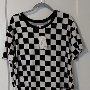 NWT LuLaRoe L Boxy T Black and White checkered